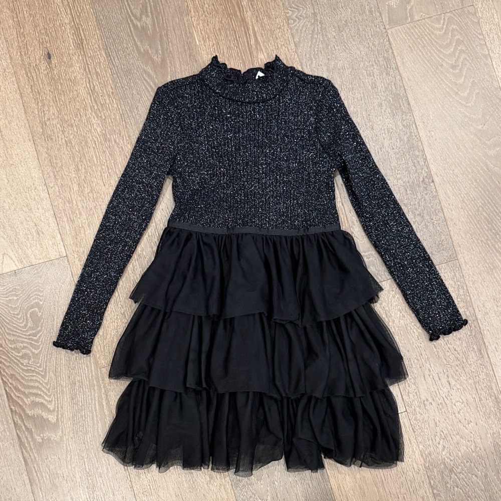 Janie & Jack black Longsleeve dressy dress. Size:7. Gently Used.